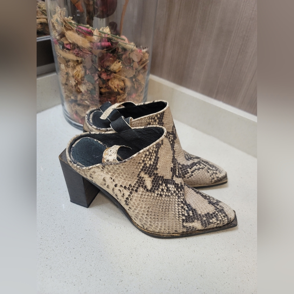 Free People Silver Storm Python Snake Slingback M… - image 4